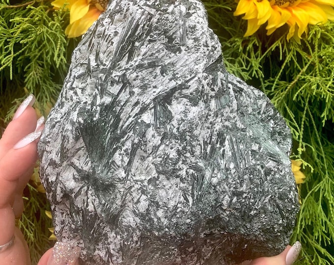 CLEARANCE ~ Green Actinolite Crystal Cluster ~ Large 5 lb. 4 oz. ~ 6" Long ~ Natural Unpolished Rare Stone ~ Standing Display