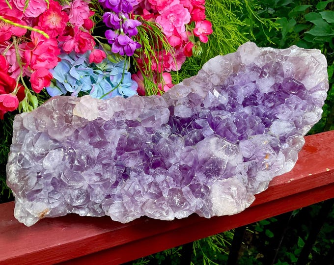 Huge Amethyst Crystal Cluster ~ 37 Lb. ~ 16" Long ~ Crown Chakra Reiki Healing Altar Display, Metaphysical Home Decor