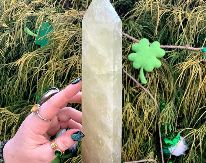 Citrine Crystal Generator ~ Large 1 Lb. 10 oz. ~ 9" Long ~ Natural Golden Yellow Color ~ Solar Plexus Chakra Reiki Altar, Metaphysical Decor