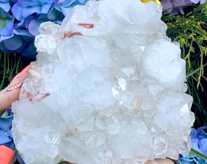 Clear Apophyllite Crystal Cluster ~ Large 4 Lb. 11 oz. ~ 6" Long ~ Stunning Sparkling Cubic Display Specimen ~ Fast & Free Shipping, U.S.A.