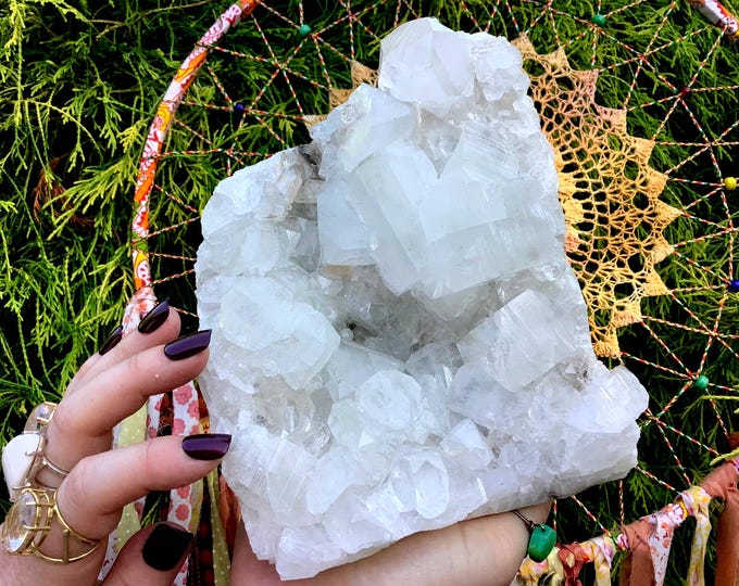 Clear Apophyllite Crystal Cluster ~ Large 4 Lb. 15 oz. ~ 8" Long ~ Stunning Sparkling Cubic Zeolite Specimen ~ Fast & Free Shipping, U.S.A ~