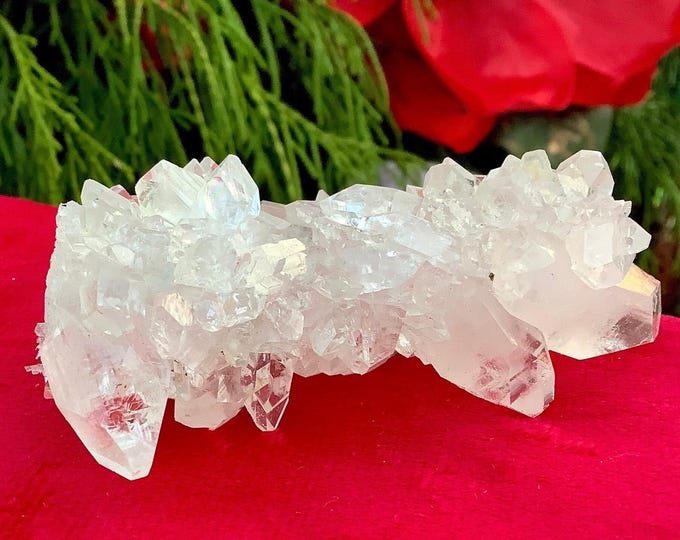 Sparkly Clear Apophyllite Crystal Cluster ~ 2.2 oz. ~ 2 1/2" Long ~ High Luster ~ Handheld Meditation Size Altar Display