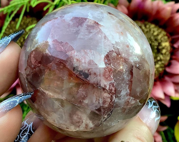 CLEARANCE ~ Red Phantom Quartz Crystal Ball ~ 8.3 oz. ~ 1 1/2" Wide Polished Sparkling Sphere ~ Fast & Free Shipping ~