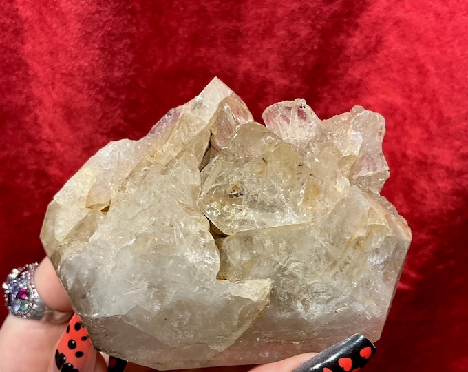 Herkimer Diamond Large 12 oz. Quartz Crystal ~ 3 1/2" Long ~ Sparkling Rainbow Inclusions