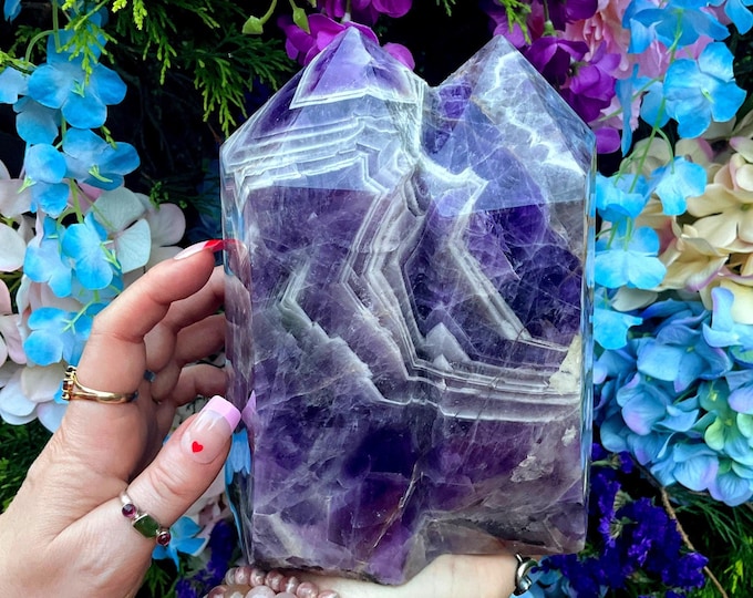 Amethyst Crystal Twin Flame Generator: 8" Altar Display