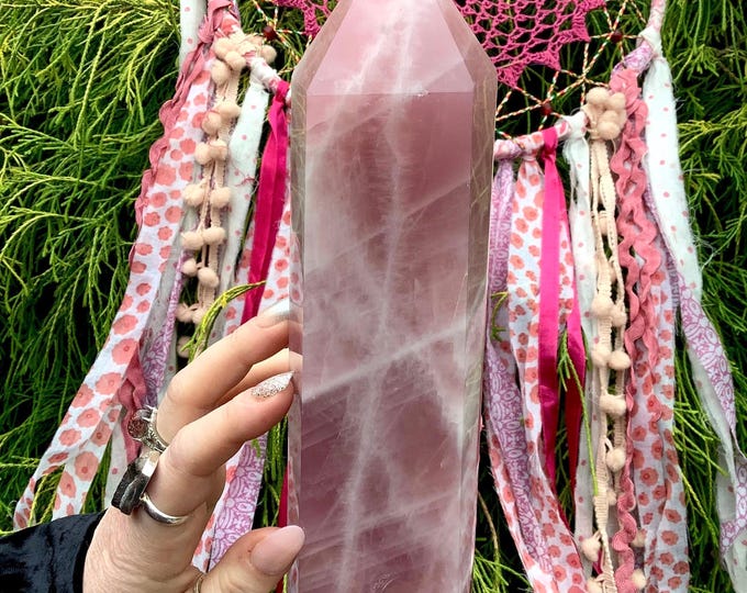 CLEARANCE ~ Rose Quartz 3 Lb. ~ Pretty Pink Generator ~ Polished to Perfection ~ 10" Tall ~ Swirling Pink & White Colors ~
