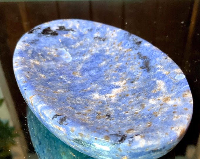 Blue Sodalite 6 oz. Crystal Bowl ~ 4" Long ~ Beautiful Blue, White & Black Polished Mineral Specimen ~ Fast and Free Shipping
