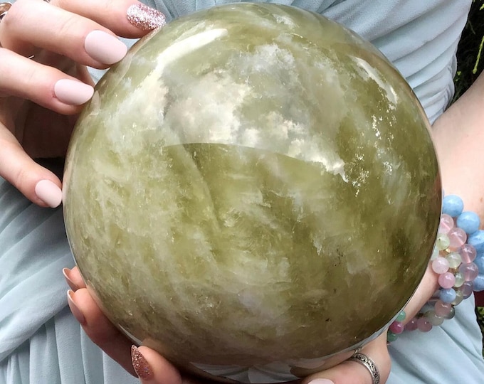 Citrine Crystal Ball ~ Large 11 lb. ~ 6" Wide ~ Golden Color with Banded Quartz ~ Sparkling Gold Inclusions ~ Fast & Free Shipping ~