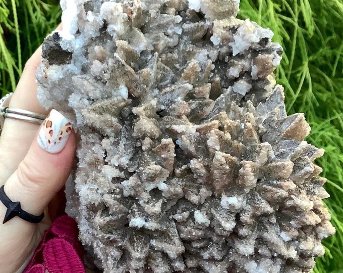 CLEARANCE! ~ Cave Calcite Crystal Cluster ~ Large 2 Lb. 2 oz. ~ 5" Long ~ Natural Display Mineral On Matrix ~ Sparkling Points