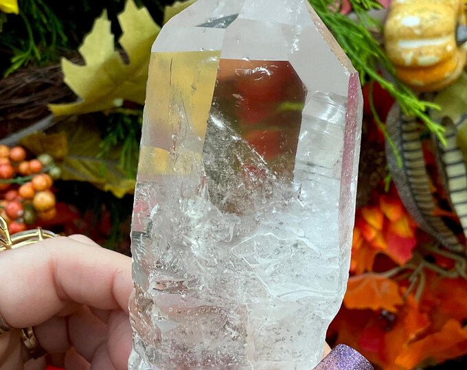 Clear Quartz Crystal ~ 7 oz. ~ 4" Long ~ Large Sparkling Clear Transparent Point ~ Meditation, Reiki Altar Display