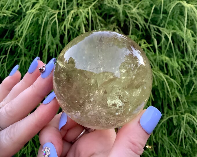 Citrine Crystal Ball ~ 14 oz. 2" Wide ~ Sparkling Golden Rainbow Inclusions ~ Altar Meditation Reiki ~ Fast & Free Shipping