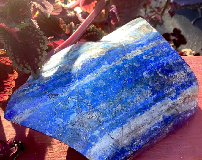 Lapis Lazuli Freeform Crystal ~ Large 1 Lb. 10 oz. ~ 5" Long ~ Sparkling Pyrite Inclusions ~ Indigo, Grey Colors ~ Third Eye Chakra Stone