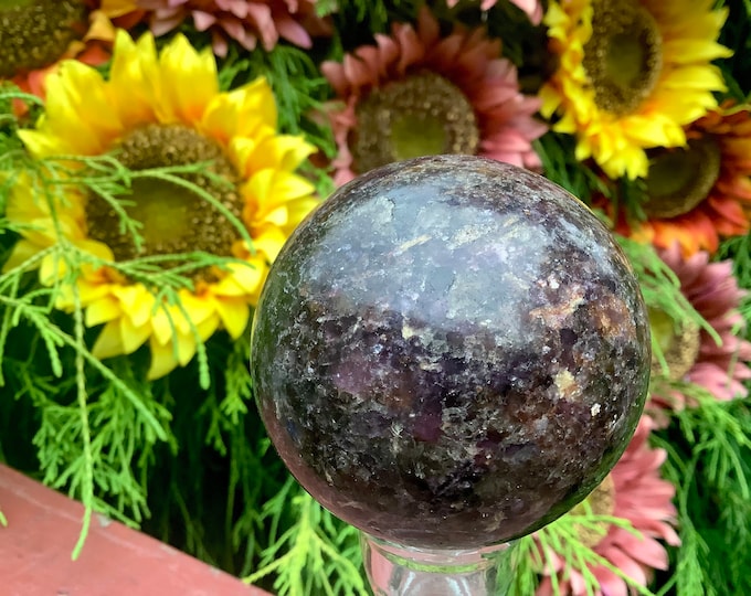Lepidolite Crystal Ball ~ 12 oz ~ 2" Wide Sphere ~ Sparkling Purple Color ~ Beautiful Reiki, Altar, Feng Shui Display ~ Free & Fast Shipping