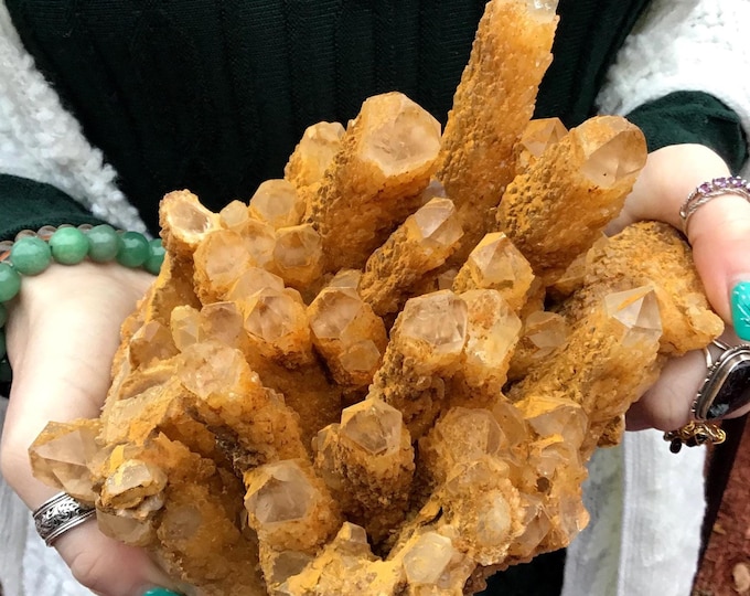 CLEARANCE! ~ Golden Healer Elestial Quartz Crystal Cluster ~ Large 4 lb. 6 oz. ~ 7" Long ~ Natural Home Decor ~ Metaphysical, Altar