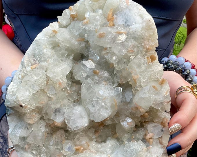 Ultra Clear Apophyllite Crystal Cluster ~ Large 6 Lb. ~ 7" Tall ~ Crown Chakra Reiki Healing Altar Display ~ Sparkly Metaphysical Home Decor