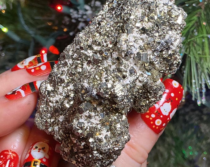 CLEARANCE! ~ Pyrite Crystal Cluster ~ Large 8 oz. ~ 3" Long ~ Super Sparkling Golden Specimen ~ Meditation Stone, Altar Feng Shui