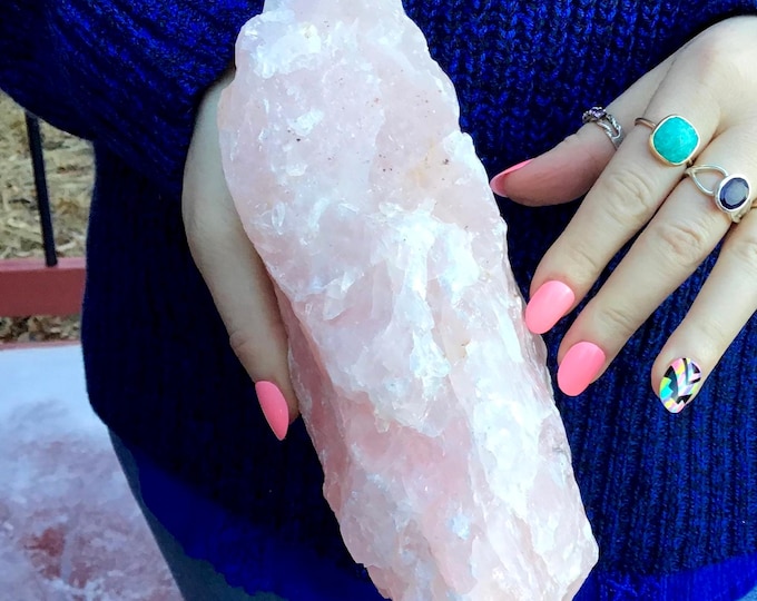 Rose Quartz Crystal ~ Large 3 lb. 8 oz. ~ 8" Long ~ Baby Pink ~ Natural Meditation Stone ~ Crystal Goddess Collection ~ Fast & Free Shipping