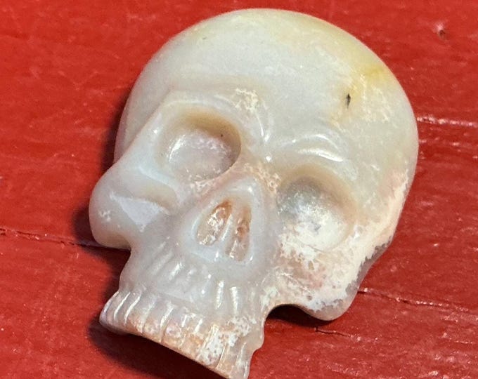 CLEARANCE! ~ White Agate Crystal Skull Pendant Necklace ~ 2" Long ~ Hand Carved One-of-a-Kind