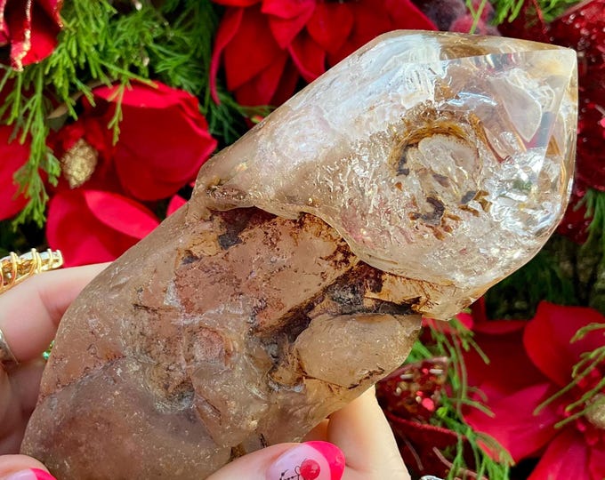 Golden Healer Skeletal Brazilian Clear Quartz Crystal ~ Large 1 Lb. 8 oz. ~ 6 1/2 Long ~ Natural Transparent Point ~ Spectacular Inclusions