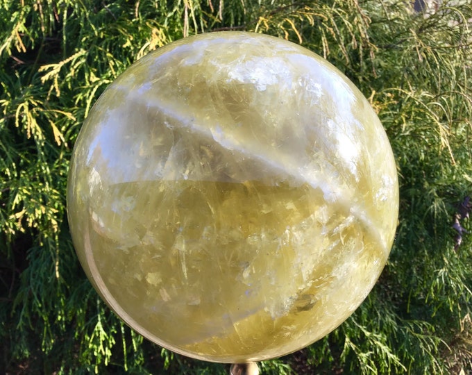 Citrine Crystal Ball ~ Large 10 lb 11 oz ~ 5 1/2" Wide Smokey Golden Banded Polished Quartz Sphere ~ Sparkly Inclusions ~ Fast Free Shipping