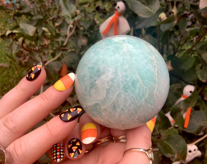 Amazonite Crystal Ball ~ 14 oz. ~ 2 1/2 " Wide ~ Natural Home Decor Polished Sphere ~ Free & Fast Shipping from U.S.A. + Global Shipping ~