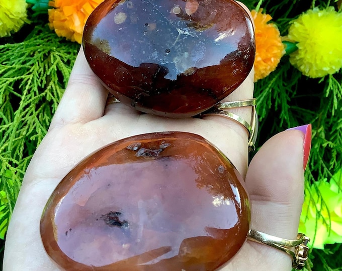 CLEARANCE ~ Carnelian Agate Duo of 2 Freeform Crystals ~ 9 oz. ~ Stunning Orange, Red & White Colors ~ Perfect for Gift Giving