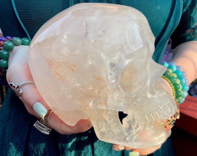 Clear Quartz Crystal Skull ~ Large 4 Lb. 10 oz. ~ 5" Long ~ Hand Carved ~ High Quality Metaphysical Home Decor, Reiki, Altar Display ~