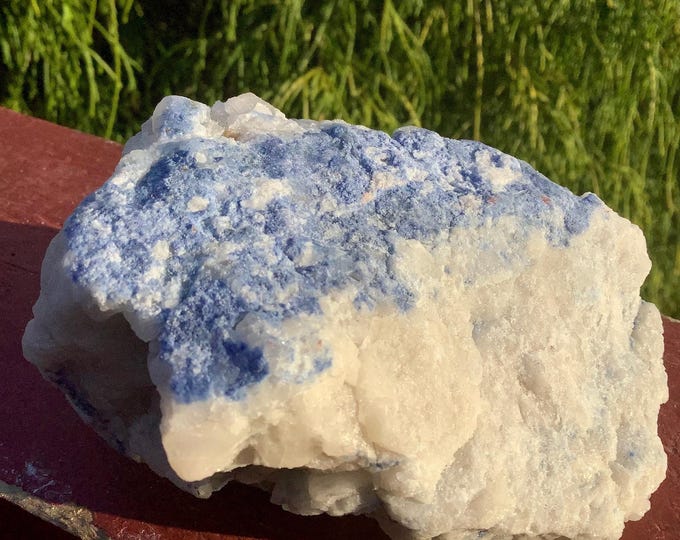 Blue Dumortierite On Quartz Crystal ~ Large 1 Lb. ~ 4" Long ~ Sparkling Blue and White Colors ~ Natural Home Decor ~ Fast & Free Shipping