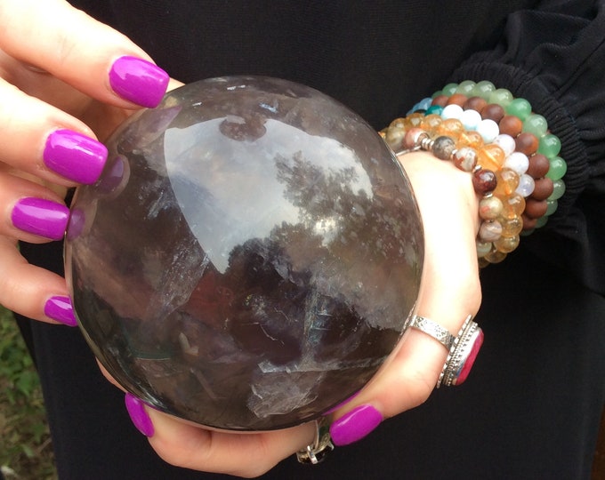 Purple Fluorite Crystal Ball ~ Large 3 Lb. 3 oz. ~ 3" ~ Polished Sphere ~ Altar, Feng Shui Display ~ Fast & Free Shipping