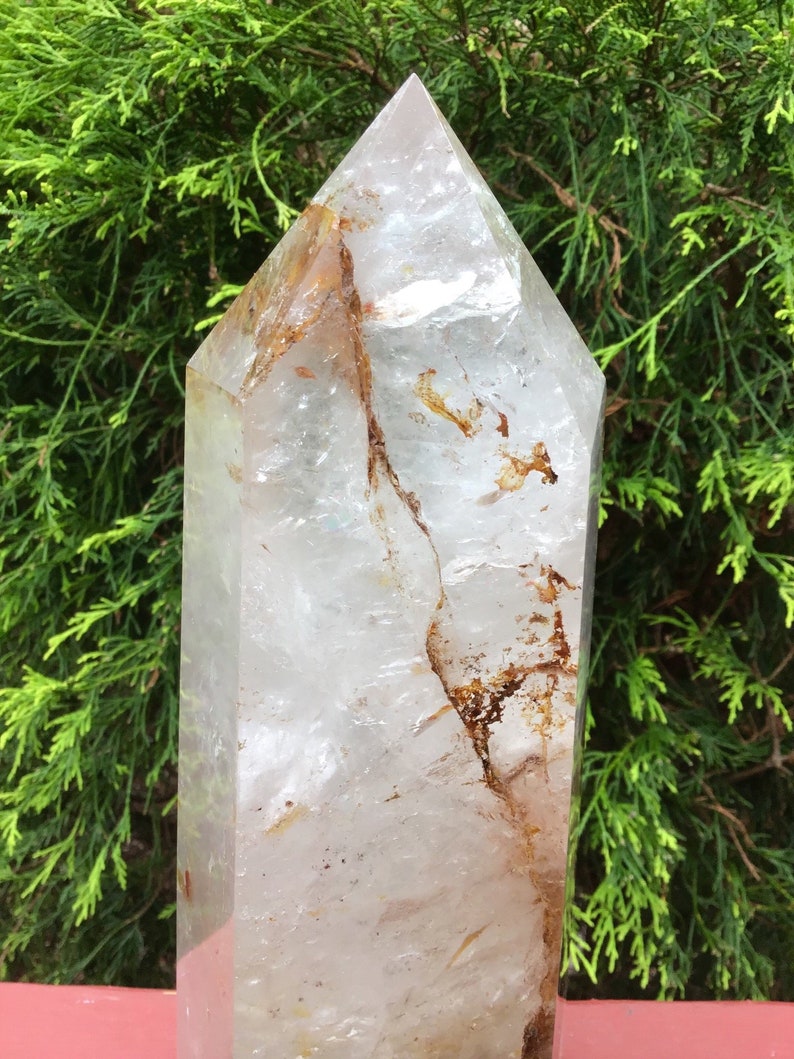 Clear Quartz Crystals Large 8 lb. 14 oz. Generator 11 Tall Golden Healer Sparkling Silver Inclusions Big Free-Standing Tower image 9