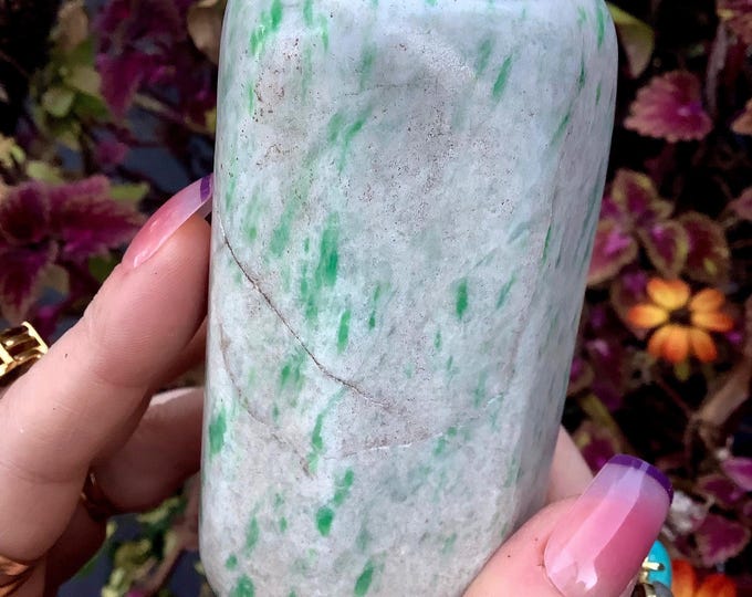 Saussurite Free Form Crystal ~ 1 Lb. 5 oz. ~ 3 1/2" Tall ~ Free Standing ~ Beautiful Blend of White & Green Polished Stone ~ Fast Shipping