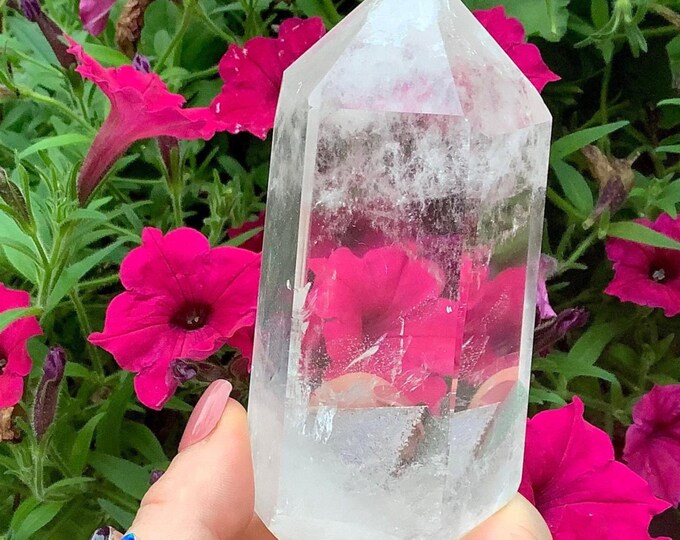 High Altitude Himalayan Quartz Crystal Point ~ Large 9.5 oz. Wand ~ 4 1/2" Long ~ Museum Quality ~ Water Clear, Sparkling Rainbow Inclusions