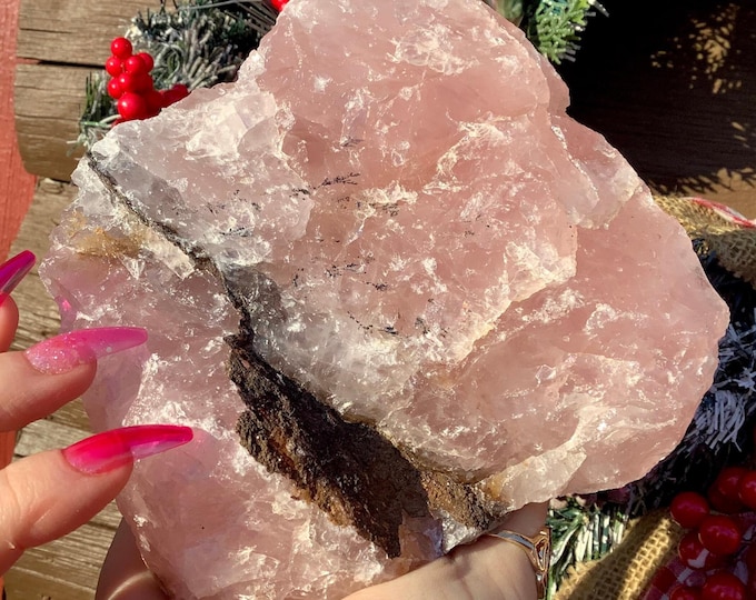 CLEARANCE! ~ Rose Quartz Crystal Cluster ~ Large 3 lb. ~ 5" Long ~ Crystal Goddess 888 Collection ~ Fast & Free Shipping