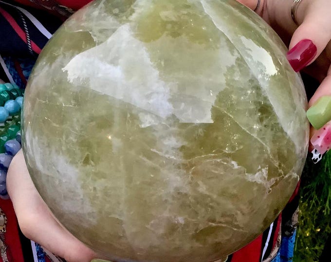 Citrine Crystal Ball ~ Large 11 Lb. ~ 6" Wide ~ Sparkling Natural Golden Yellow Colors ~ Beautiful Rainbow Prisms ~ Fast & Free Shipping USA