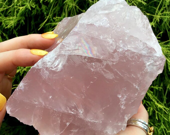 Rose Quartz Crystal Cluster ~ Large 3 Lb. 8 oz. ~ 5" Tall ~ Sparkling Natural Baby Pink Colors ~ Unpolished Crystal Specimen ~ Reiki Stone