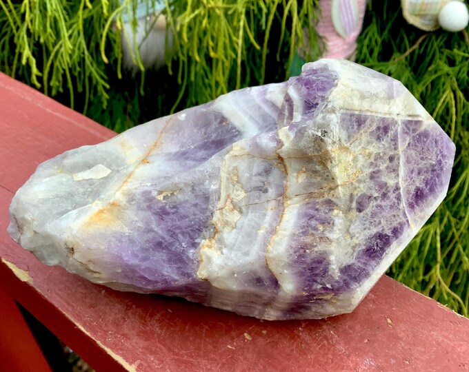 Purple Chevron Amethyst Crystal Point ~ Large 2 Lb. 2 oz. ~ 7" Long ~ Gorgeous Display ~ Feng Shui, Reiki, Altar ~ Fast & Free Shipping