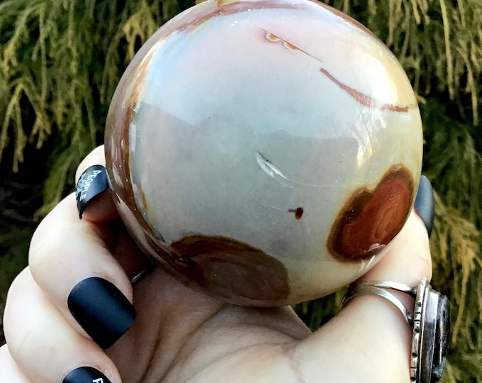 Polychrome Jasper Crystal Ball ~ 14.5 oz. ~ 2" Wide ~ Smooth, Glossy, Soothing Metaphysical Home Decor ~ Reiki Healing Altar Display ~