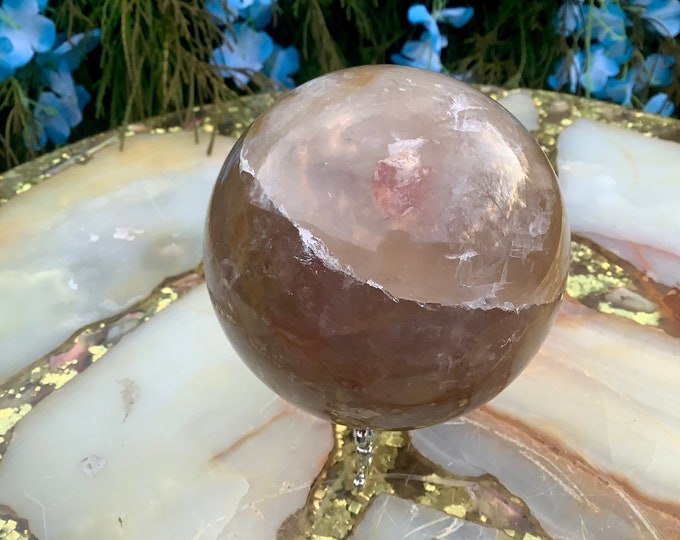 Golden Healer Quartz Crystal Ball ~ 2 lb. 2 oz. Polished Sphere ~ 3 1/2" Wide ~ Golden Sunshine Sparkling Rainbow Inclusions ~ Fast Shipping