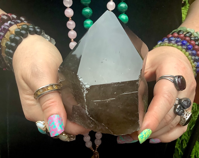Large Smokey Quartz Crystal Point: Altar Display, Reiki Healing