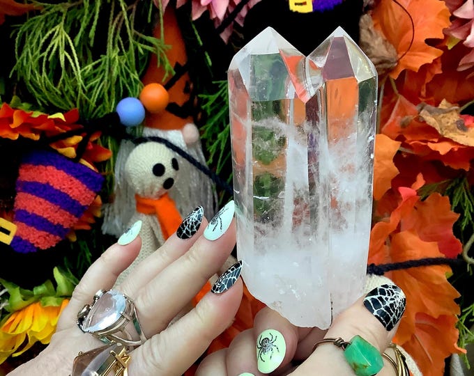Ultra Clear Quartz Twin Flame Crystal ~ Large 10 oz. ~ 4" Long ~ High Altitude Himalayan ~ Metaphysical, Reiki, Altar Display, Home Decor ~