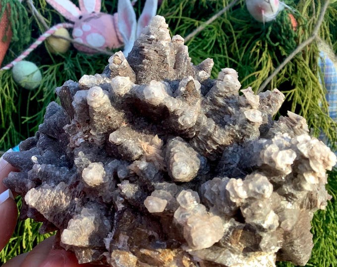 Cave Calcite Cluster ~ Large 1 Lb. 5 oz. ~ 4" Long ~ Natural Display Mineral Specimen on Matrix ~ Sparkling Points ~ Fast & Free Shipping