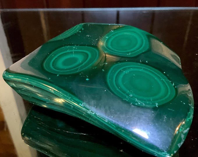 Malachite Freeform Crystal ~ Large 14 oz. ~ 3" Long - Heart Chakra Reiki Healing Altar Display ~ Metaphysical Home Decor