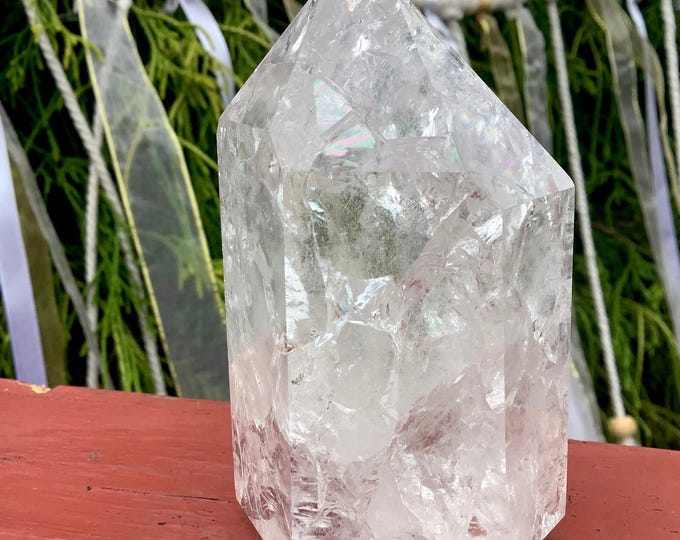 Clear Quartz Crystal Generator ~ 10 oz. ~ 3 1/2" Tall ~ Ultra Sparkling Silver Flash Inclusions ~ "Fire and Ice" ~ Fast & Free Shipping, USA