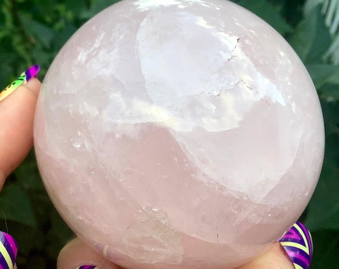 Rose Quartz Crystal Ball ~ Large 1 Lb. 3 oz. ~ 3" Wide ~ Sparkling Pink Polished Sphere ~ Altar Display ~ Fast & Free Shipping