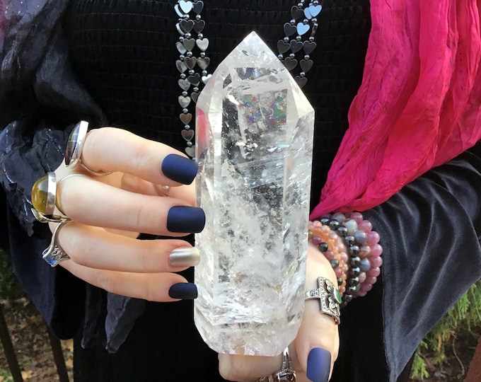 Ultra Clear Quartz Crystal Generator ~ Large 1 Lb. ~ 6" Tall ~ Sparkling Silver Flash Inclusions ~ Incredible Transparency ~ Highest Quality
