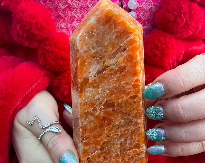 Orange Apatite Crystal Generator ~ 15 oz. ~ 5" Tall Tower ~ Sacral Chakra Crystal ~ Fast & Free Shipping, USA + Global Shipping ~ Free Gift!
