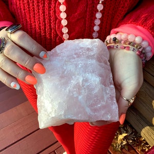 Rose Quartz Crystal ~ Large 2 lb. 12 oz. ~ 5&quot; Tall ~ Natural Pink Unpolished Specimen ~ Crystal Goddess 888 Collection ~ Fast Shipping, USA