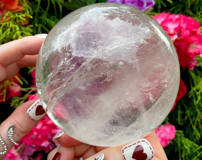 Clear Quartz Crystal Ball ~ 2 Lb. 10 oz. Sphere ~ 4" Wide ~ Sparkling Rainbow Inclusions ~ Beautiful Reiki, Altar, Décor Feng Shui Display