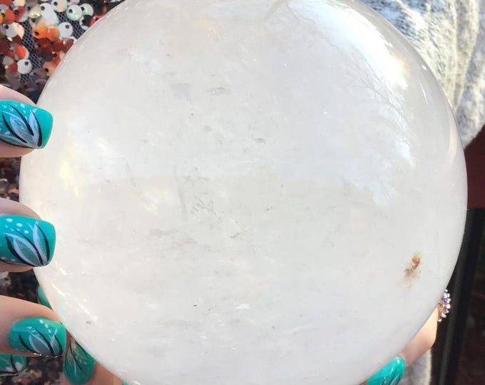 Clear Quartz Crystal Ball ~ Large 4 lb. 11 oz. ~ 4" Wide ~ Sparkling Inclusions ~ Reiki, Altar Display ~ Stunning Metaphysical Home Decor
