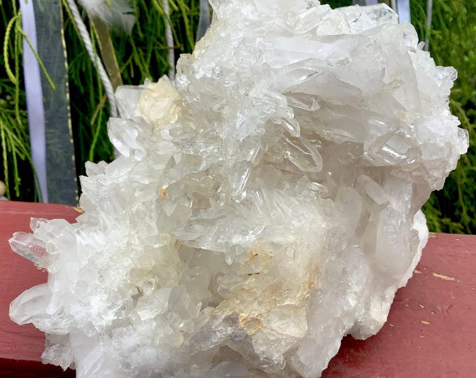 Clear Quartz Crystal Cluster ~ Large 4 Lb. 4 oz. ~ 5" Tall ~ Sparkling Points ~ Meditation, Feng Shui, Display ~ Fast & Free Shipping, U.S.A